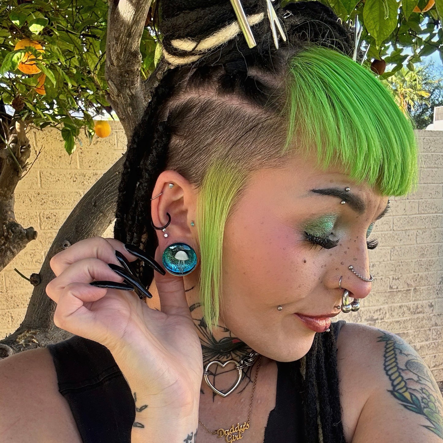 White JellyFish Glass Plugs (Pair) - G062