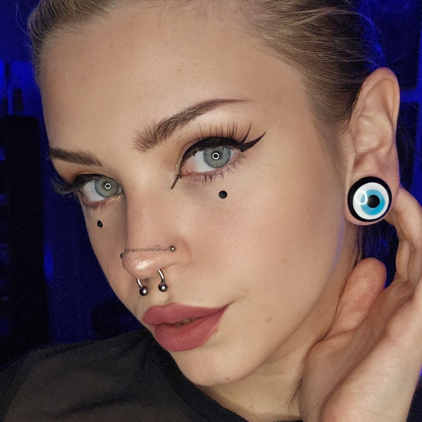 Evil Eye Glass Plugs (Pair) - G067