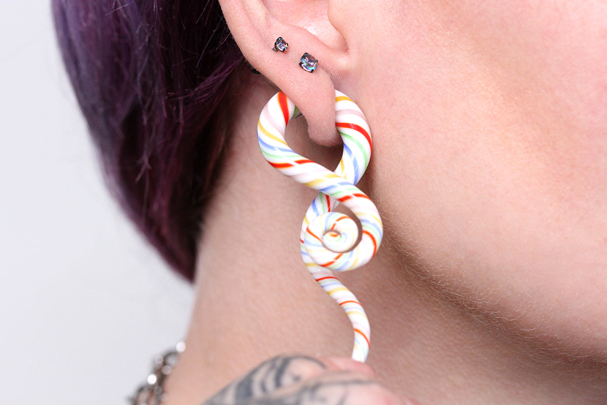 Multi Color Glass Twisting Hanger Plugs (Pair) - G068