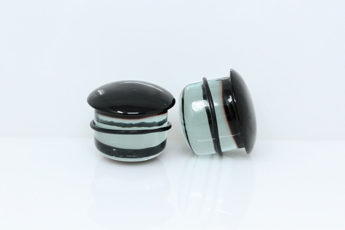 Black Hole Glass Single Flare Plugs for stretched ears (Pair) - G074