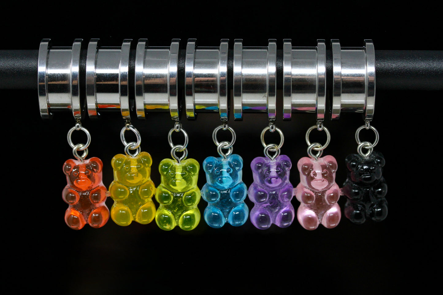 Mystery Gummi Bear Stainless Steel Danglers - Screw on Tunnel (Pair) - TF013