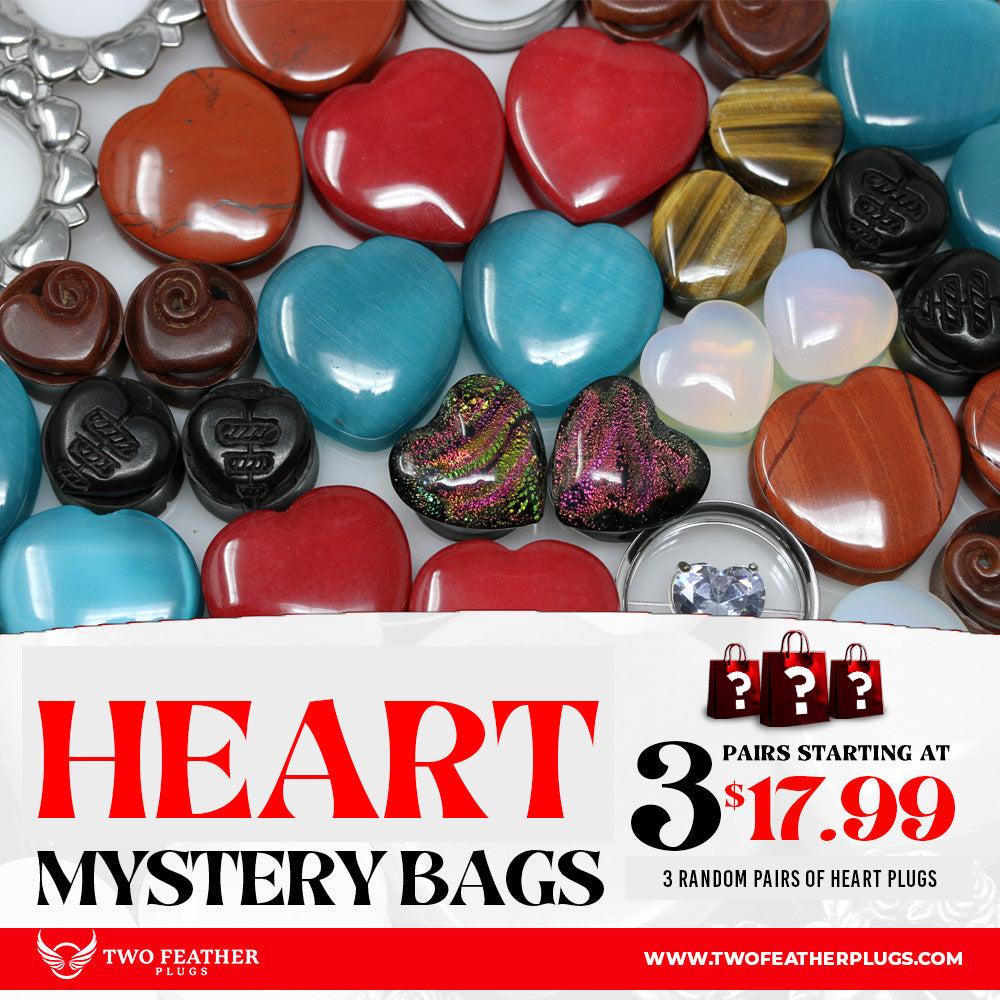 Heart Mystery Bag - 3 Pairs of Random Plugs - GBHEART