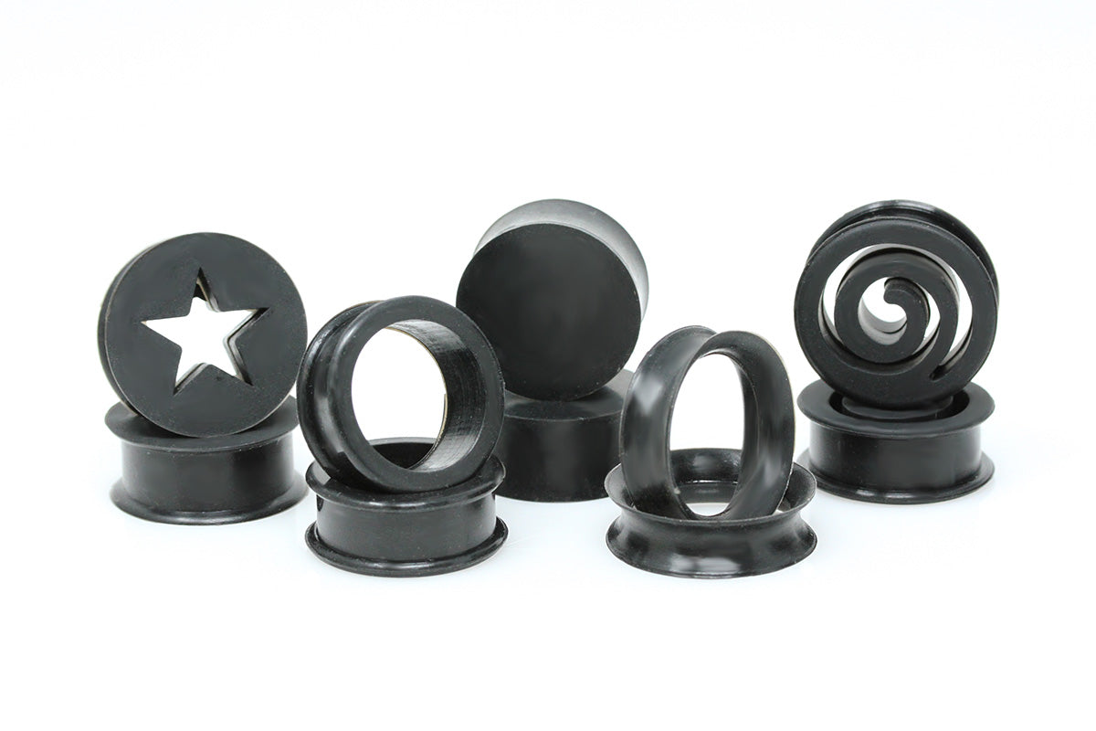 black silicone plug and tunnel 5 pack