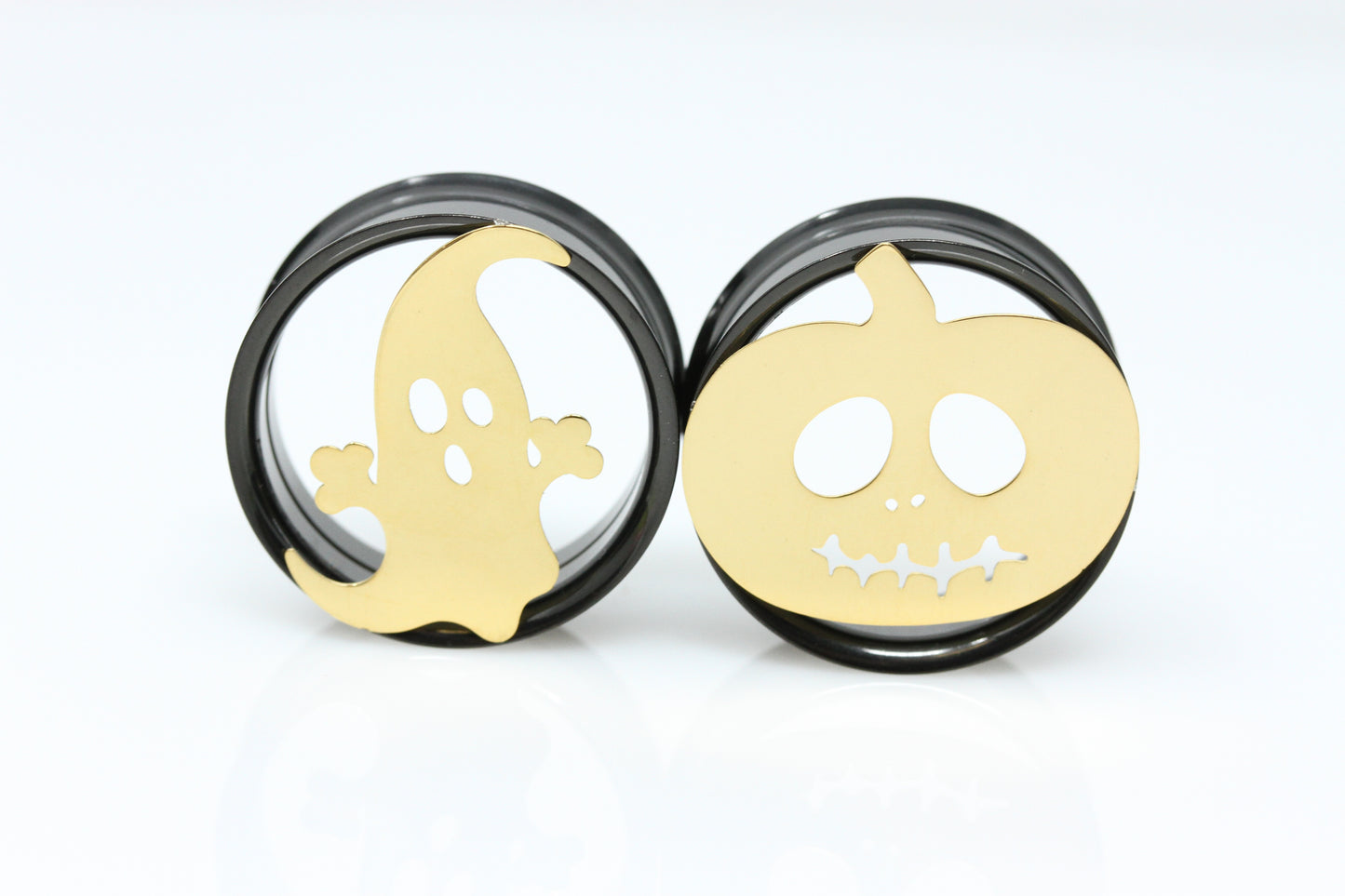 Pumpkin and Ghost Stainless Steel Tunnels - Screw on Tunnel (Pair) - PSS216