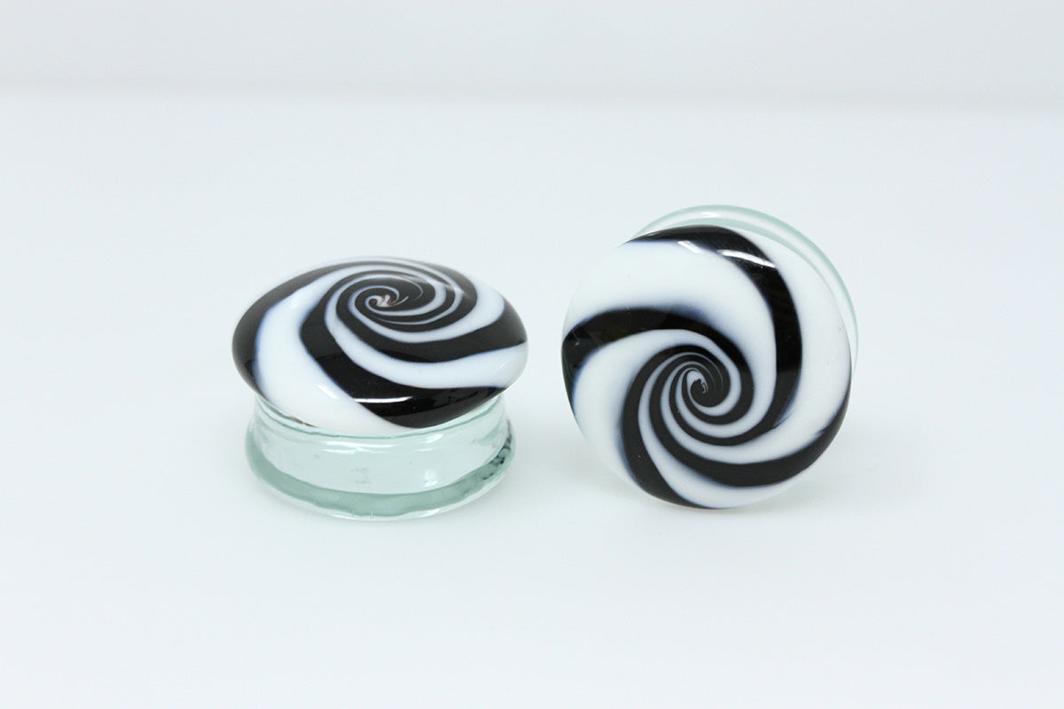 Beetlejuice Pinwheel Glass Plugs (Pair) - G065