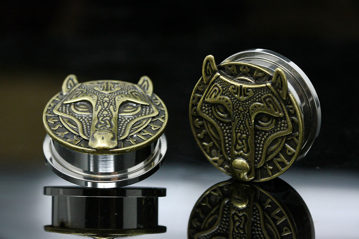 Celtic Wolf Gauged Ear Plugs