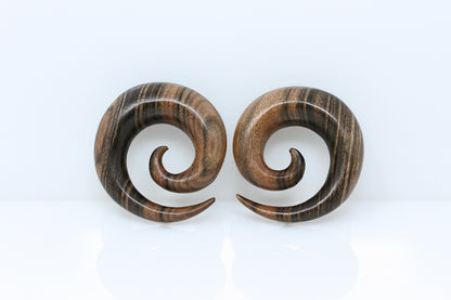 Areng Wood Ear Spirals - (Pair) - F007