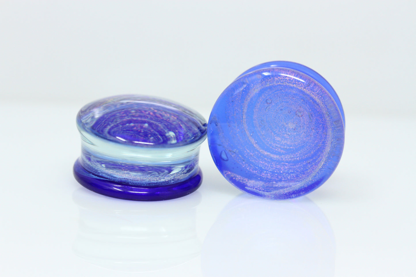 Purple Cyclone Glass Plugs (Pair) - G073