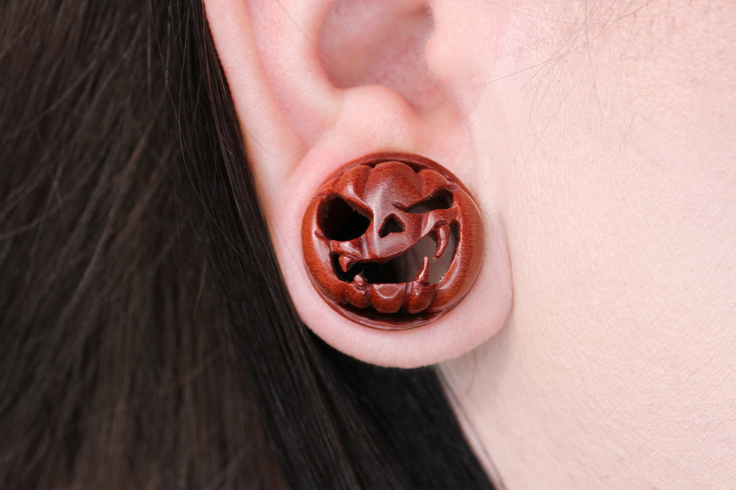 Gnarly Pumpkin Plugs - Wooden Pumpkin Plugs (Pair) - PA157