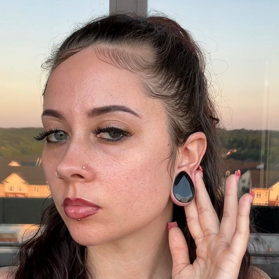Devil Tears Faceted Cut Teardrop Plugs - (Pair) - PH166