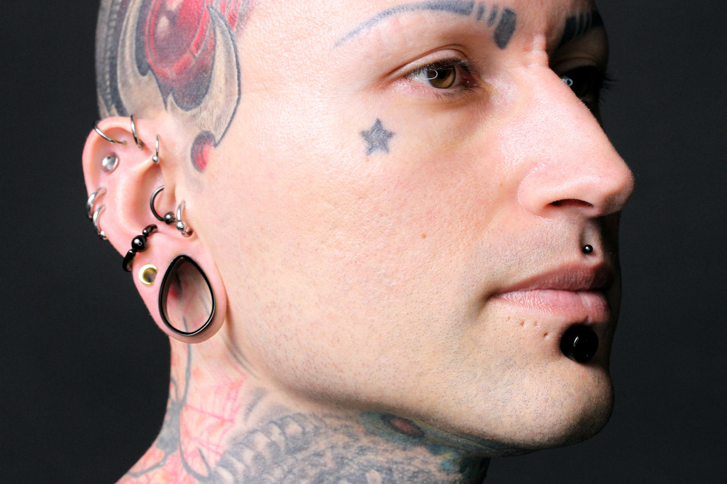 Black Stainless Steel Teardrop Tunnels (Pair) - PSS155