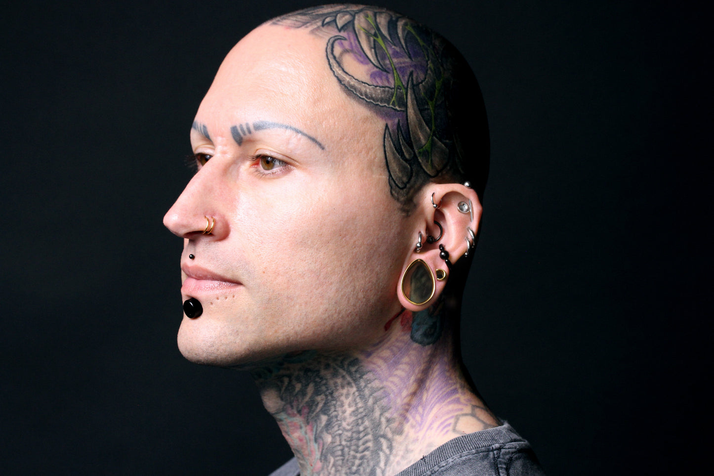 Gold Stainless Steel Teardrop Tunnels (Pair) - PSS156