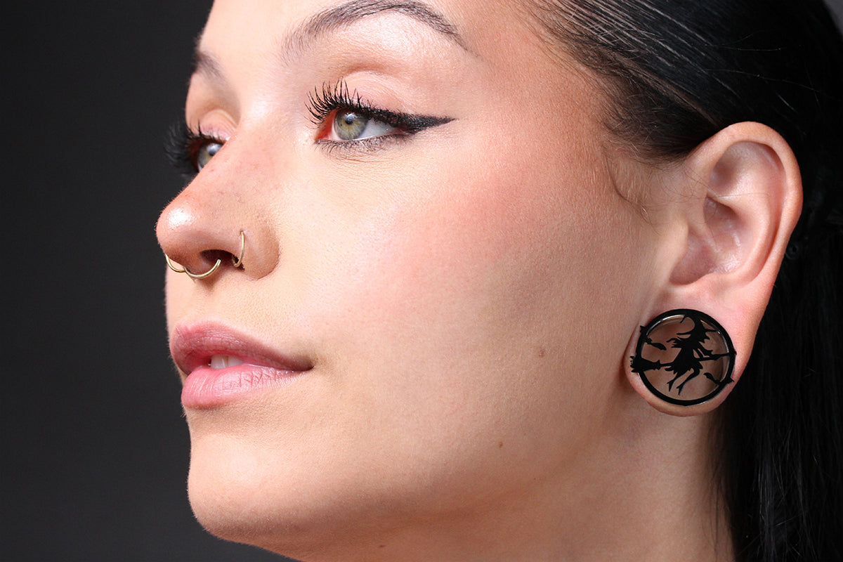 Witch and Cat Stainless Steel Tunnels - Screw on Tunnel (Pair) - PSS227