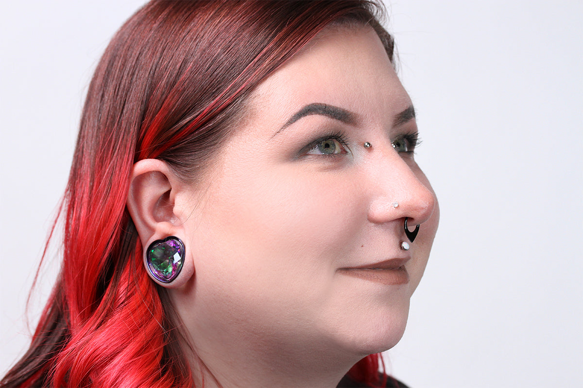 Mystic Purple Heart Plugs - (Pair) - PSS243