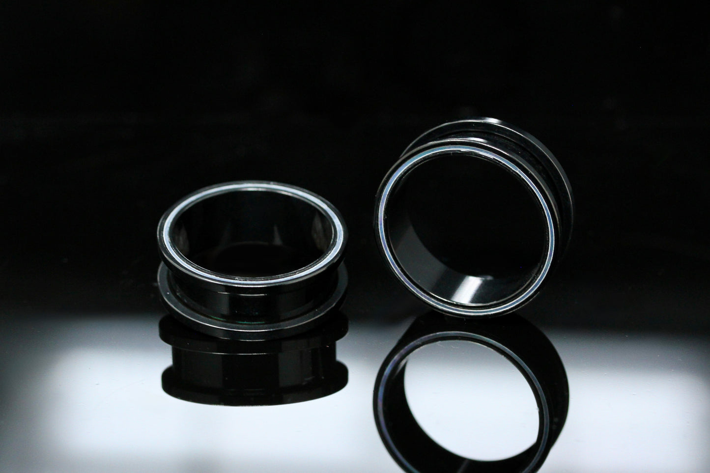 Black with Mother of Pearl Tunnels (Pair) - PSS245