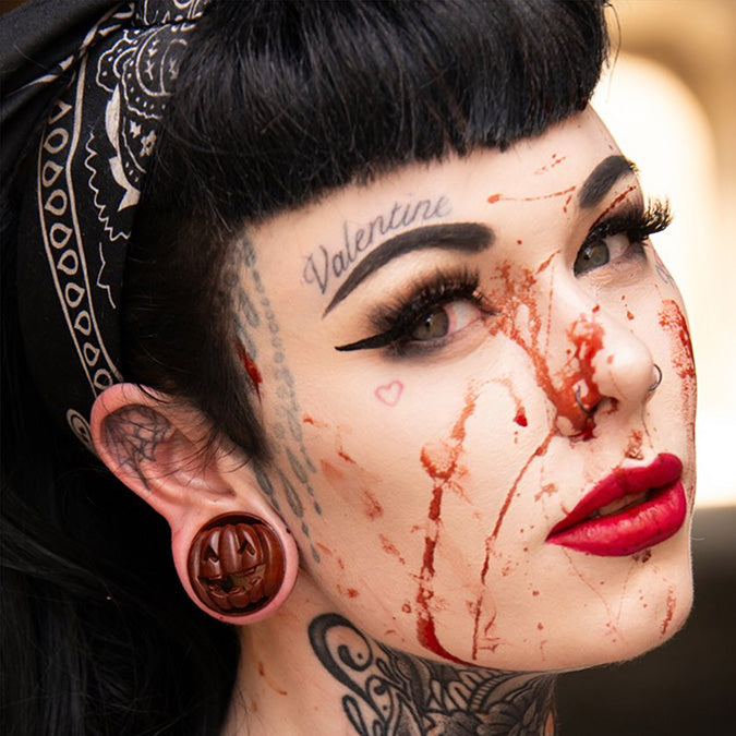 Loony Pumpkin Plugs - Wooden Pumpkin Plugs (Pair) - PA161