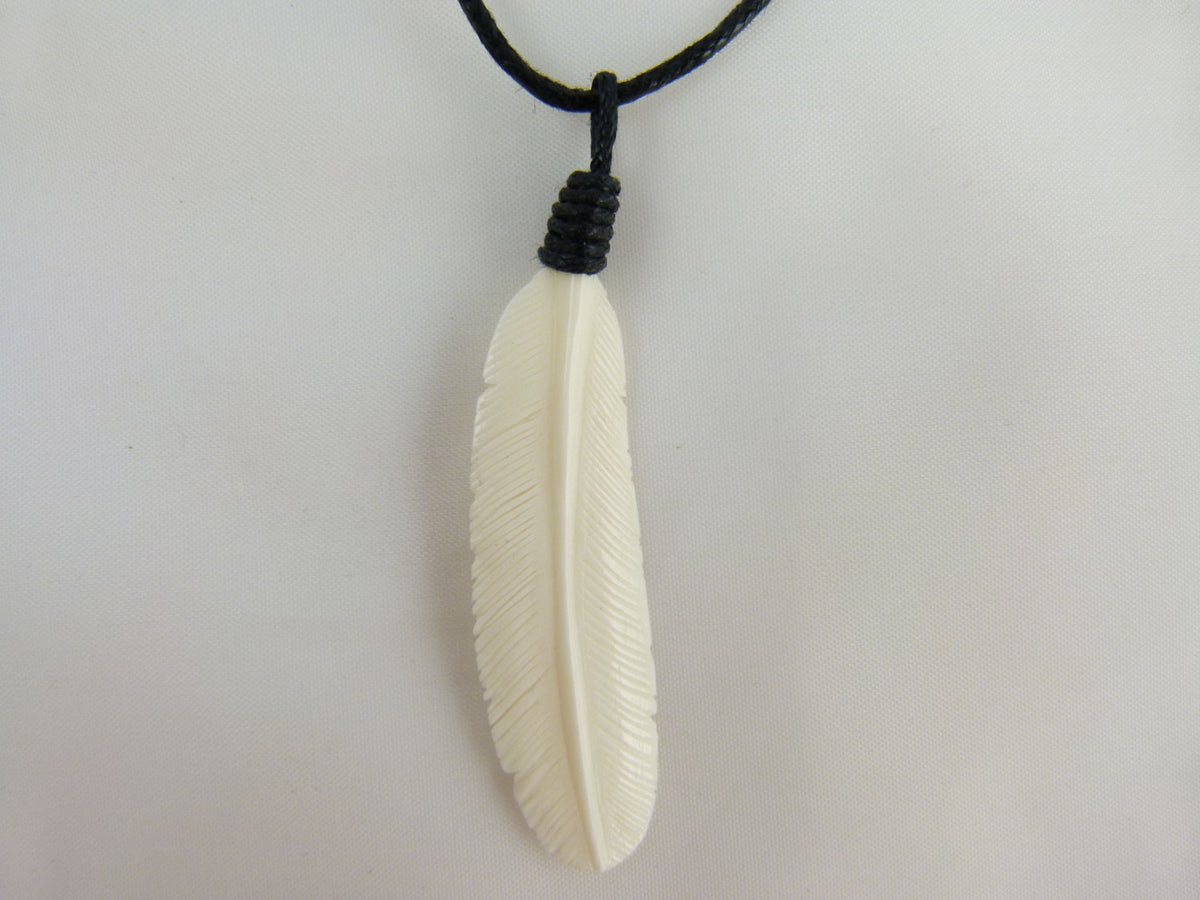 White Feather Necklace - Bone Necklace - X010