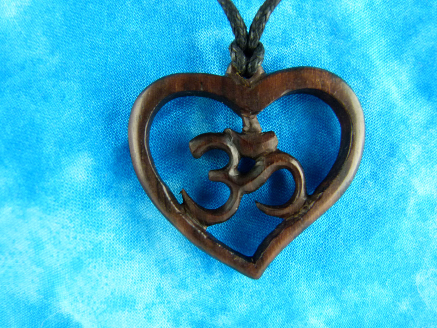Heart Om Meditating Necklace - Wood Carvings - W008
