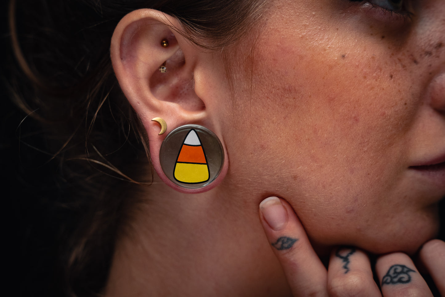 Candy Corn Glass Plugs (Pair) - G039