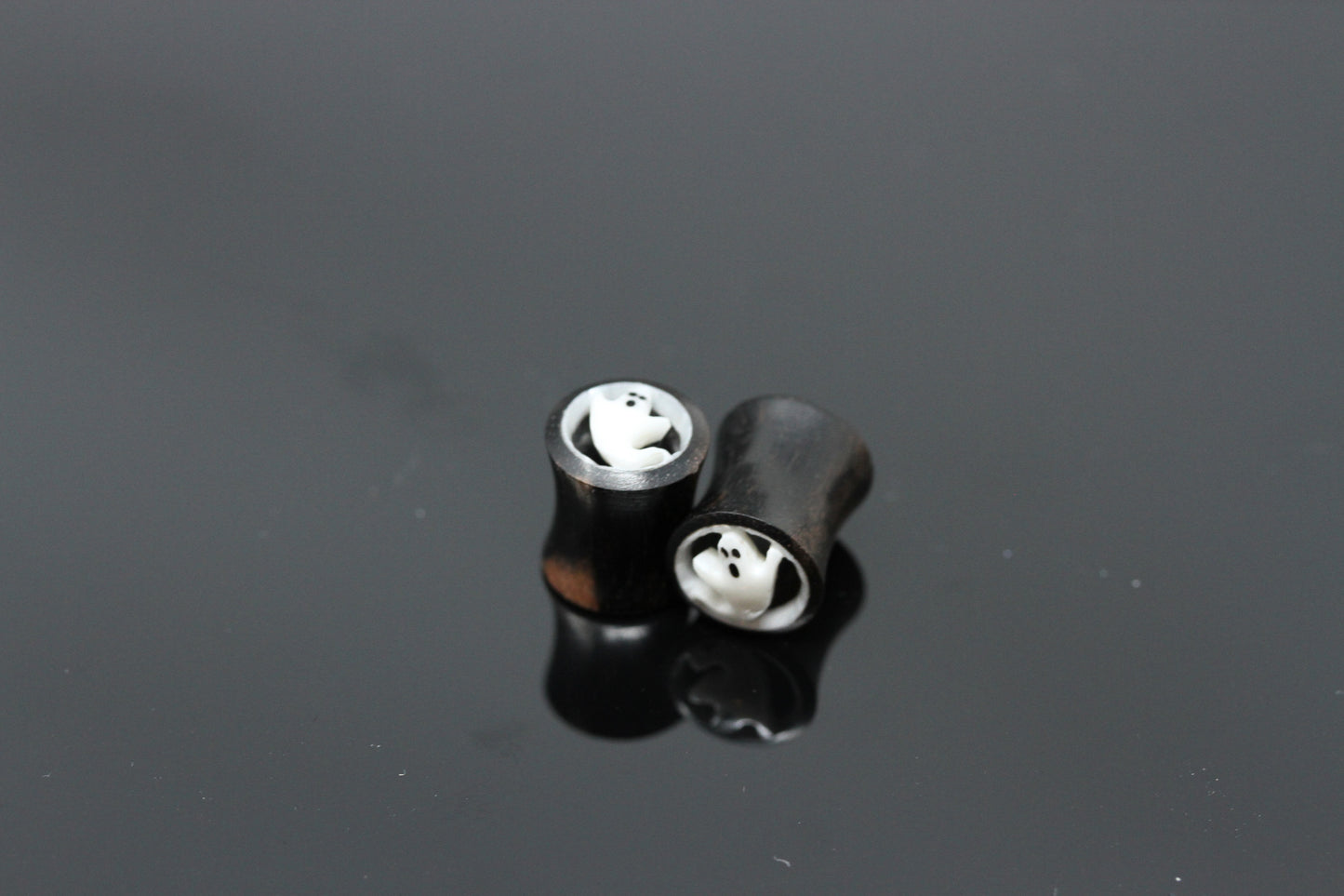 Wood and Bone Ghost Plugs - Hand Carved (Pair) - PA129