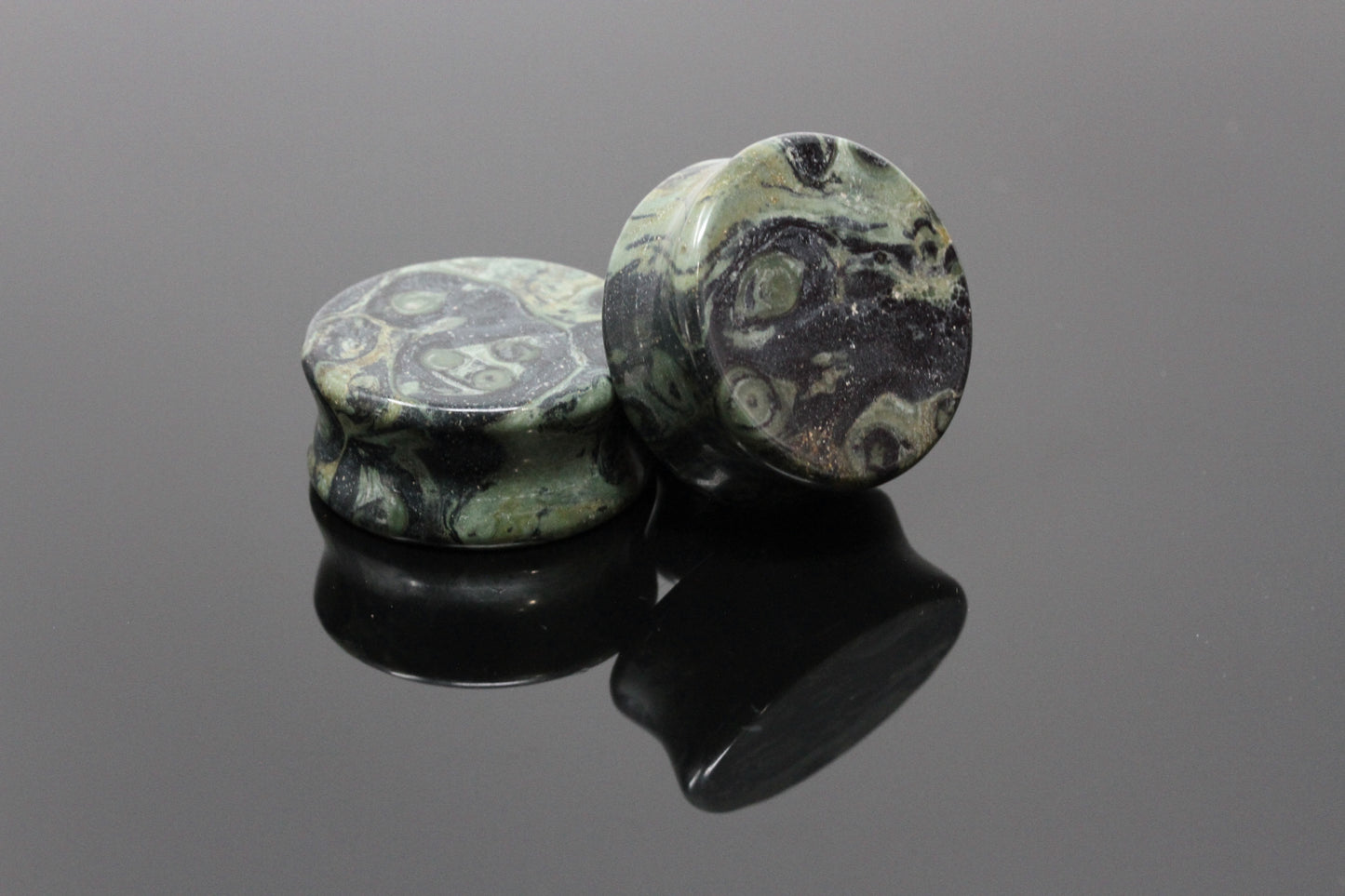 Green Jasper Stone Plugs - Pair 2