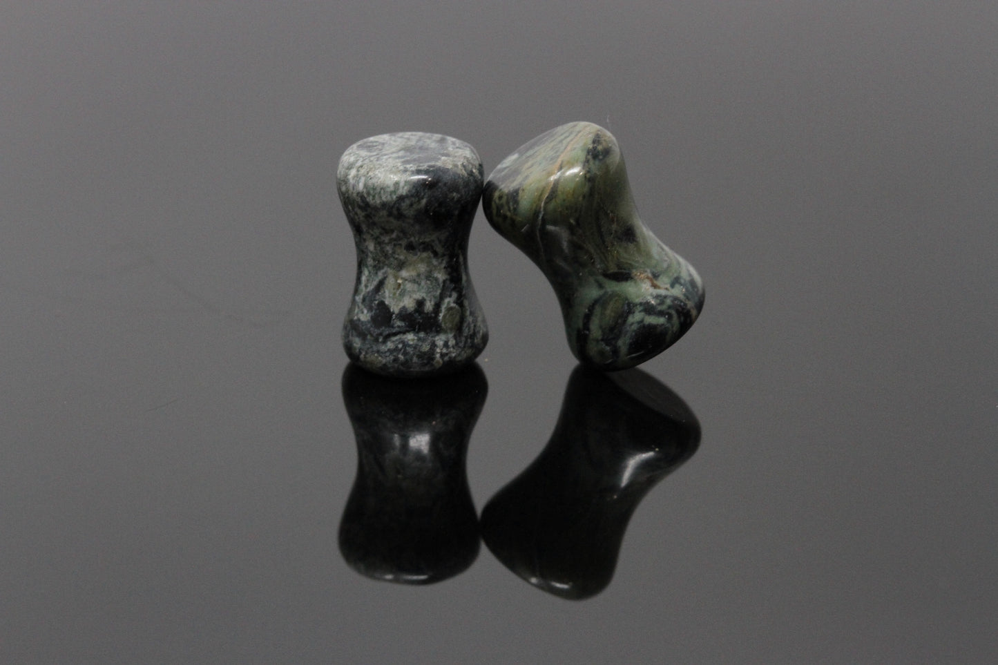 Green Jasper Stone Plugs - Pair 1