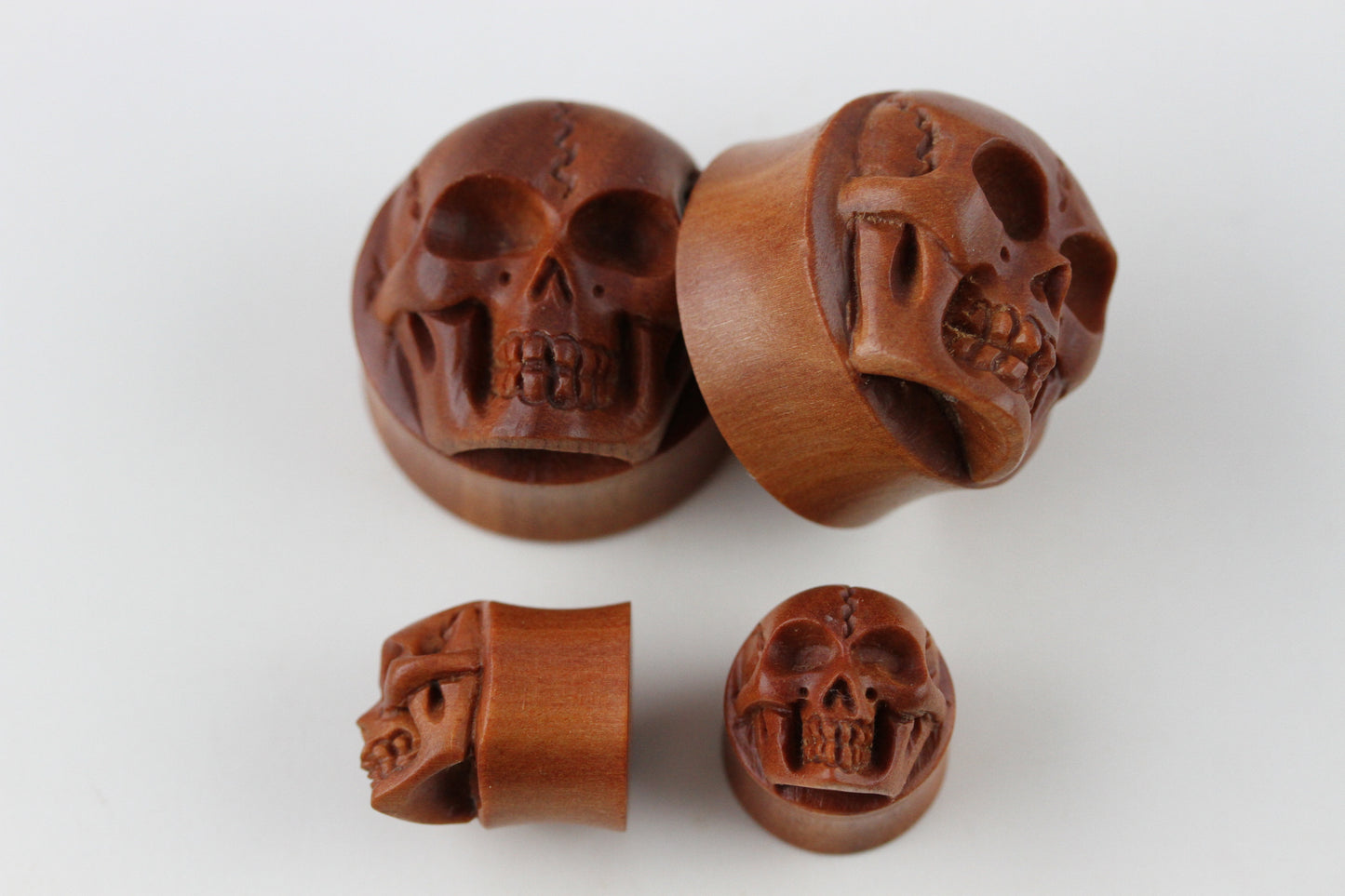Wood Skull Plugs - Pairs
