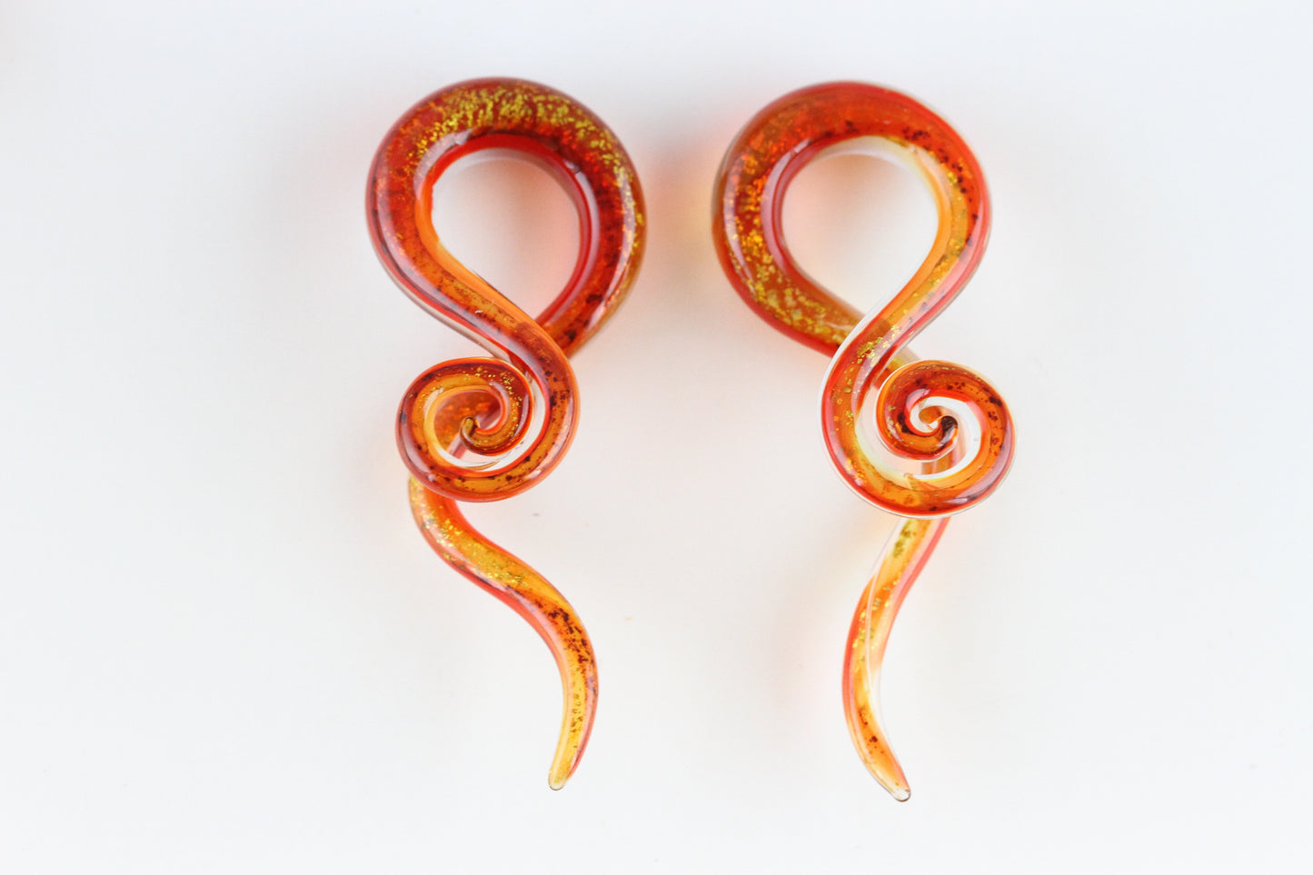 Red Glass Twister Plugs - Pair 3