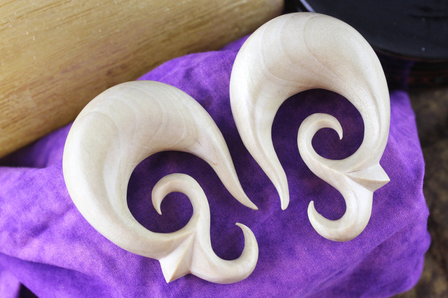 Tribal Wood Hanger Plugs - Pair 1