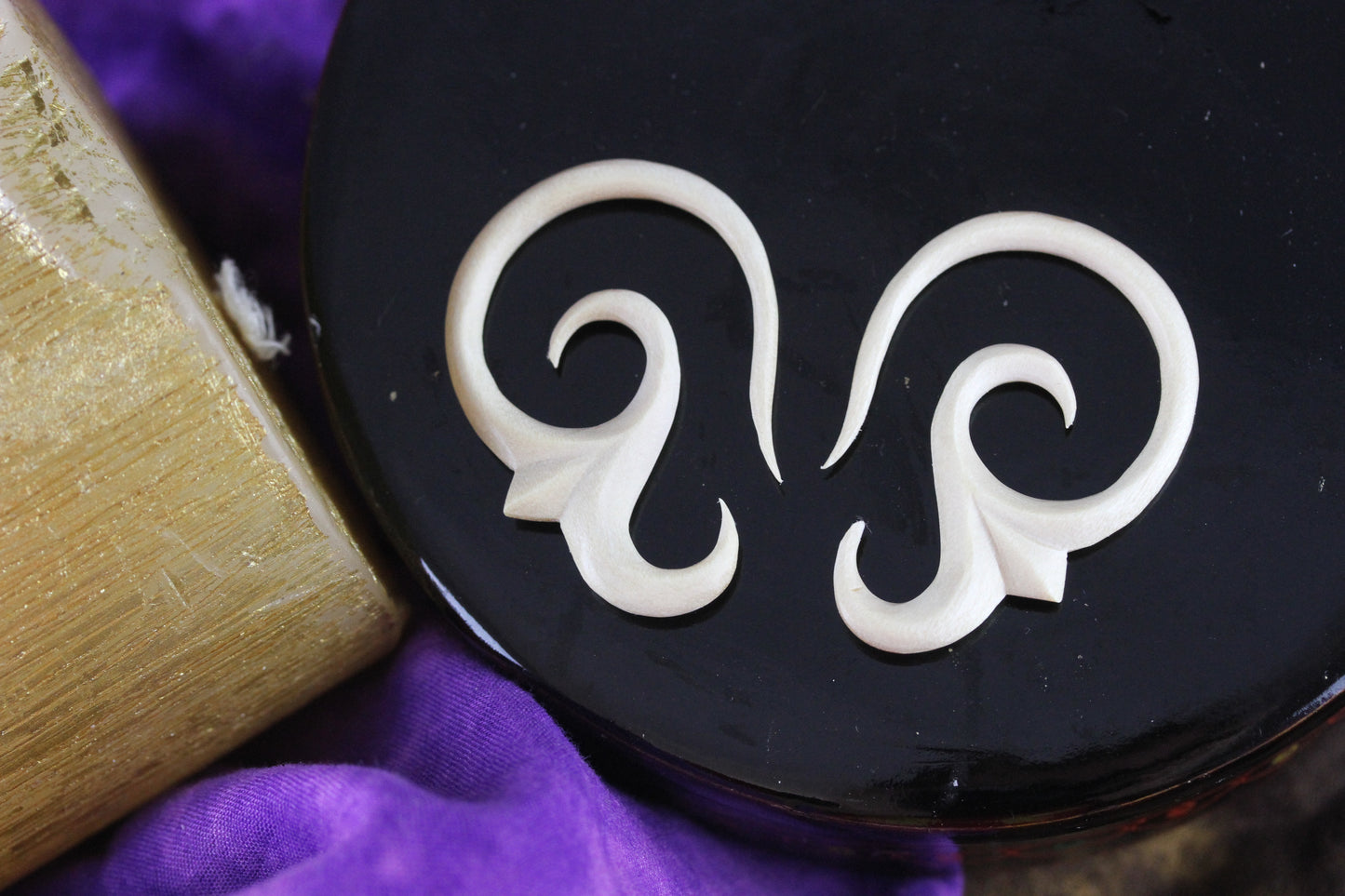 Tribal Wood Hanger Plugs - Pair 4