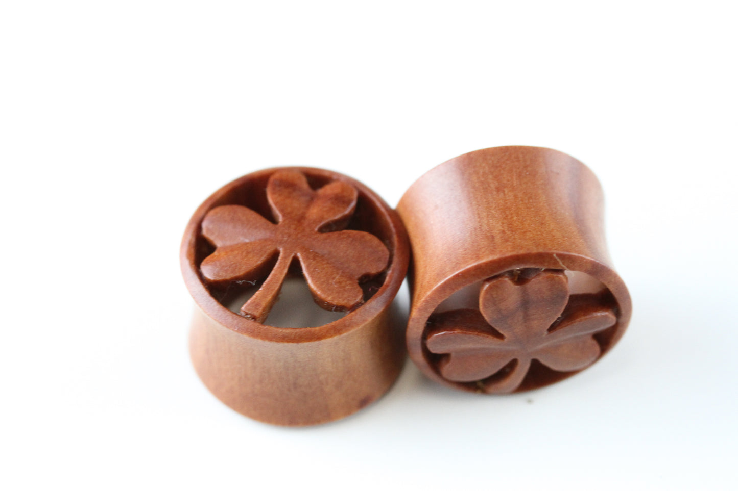 Wood Shamrock Plugs - Pair 2