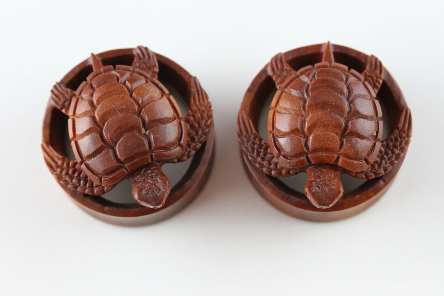 Wood Sea Turtle Plugs - Pair 2