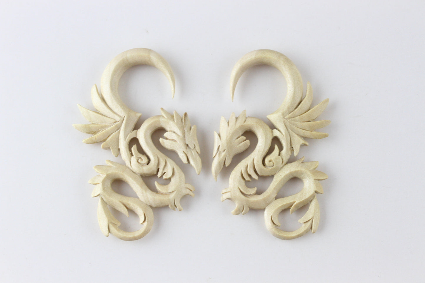 Wood Dragon Hanger Plugs- Pair 2