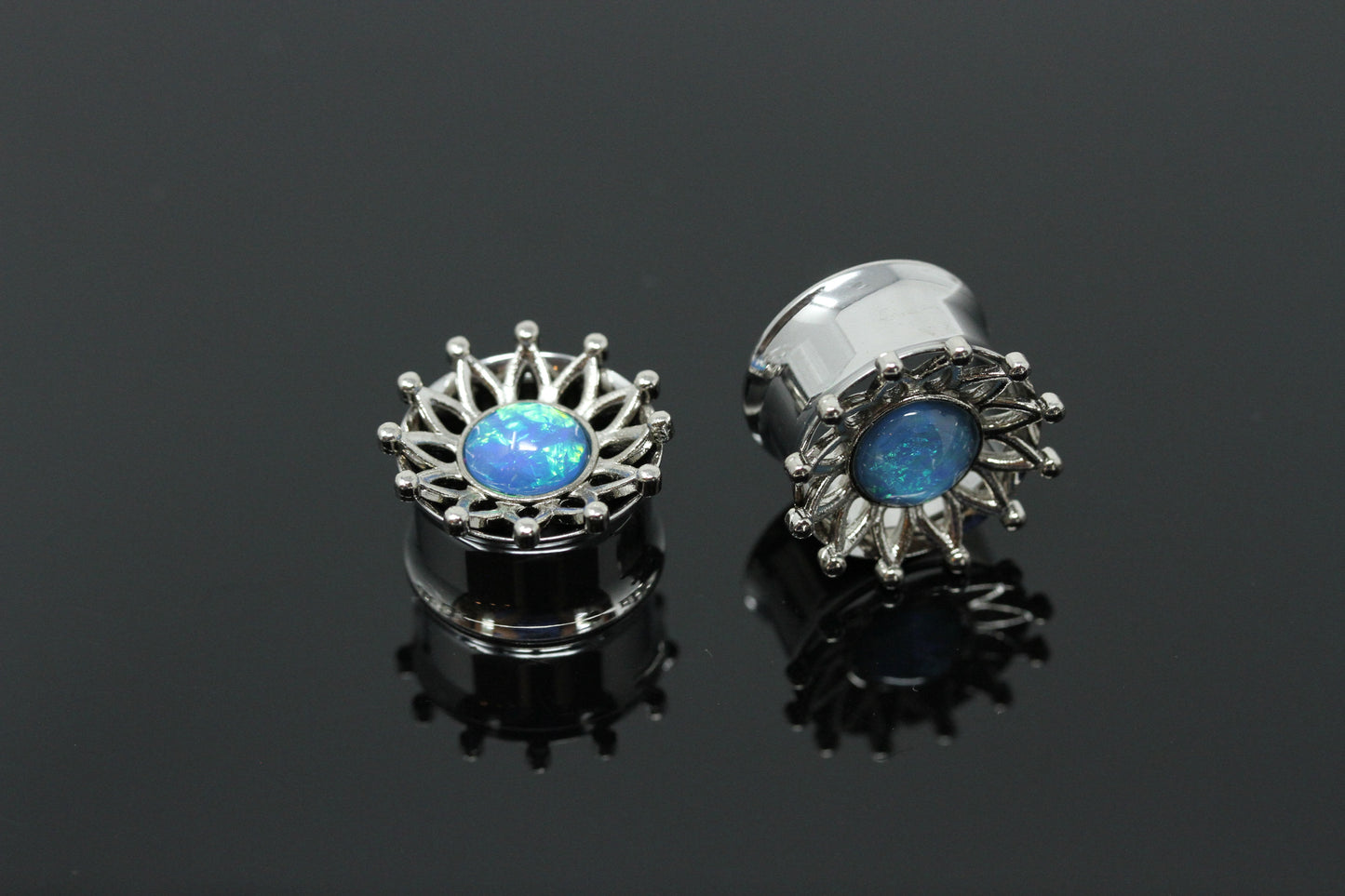 Ocean Flower Stainless Steel Plugs (Pair) - PSS105