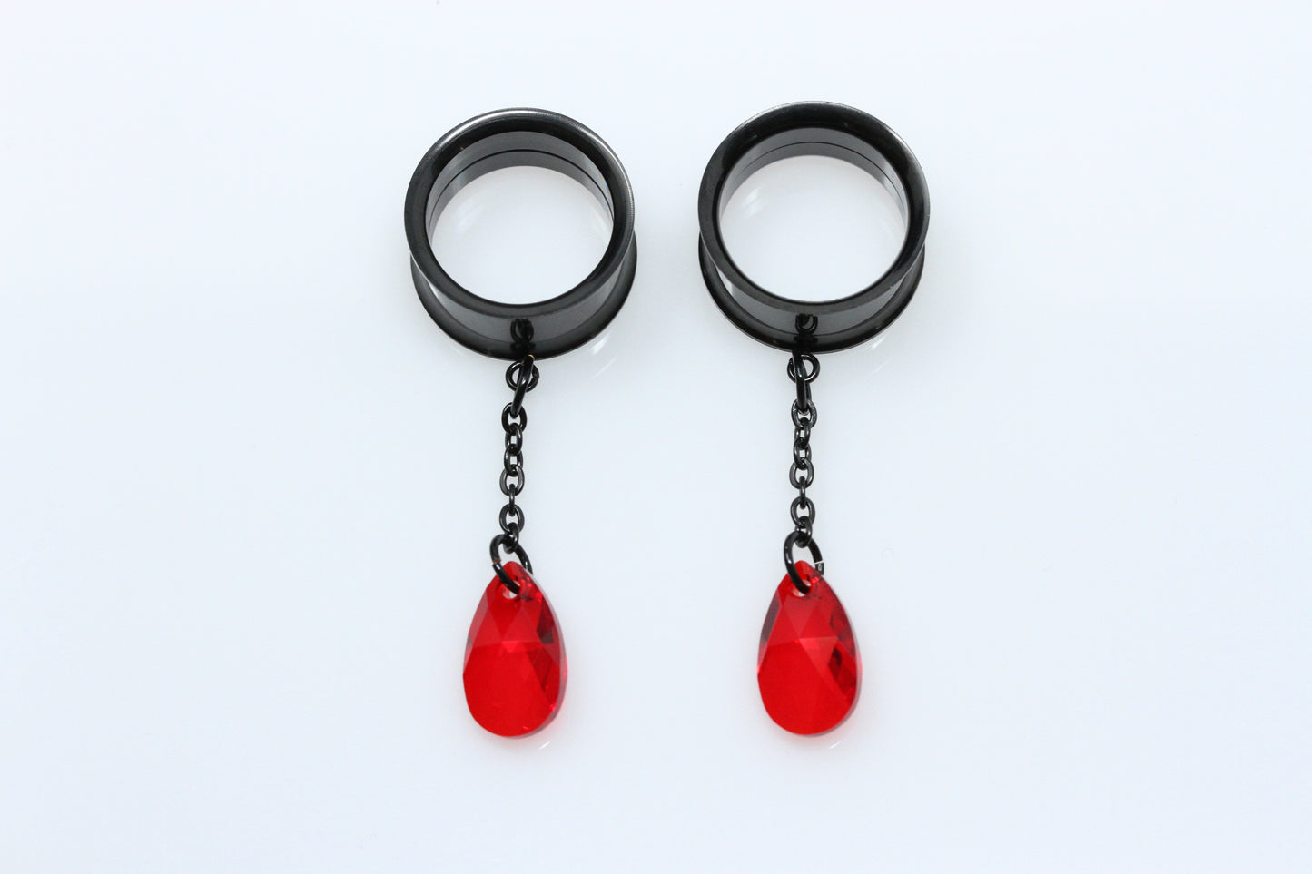 Crimson Tears - Swarovski Crystal Danglers - Screw on Tunnel (Pair) - TF061