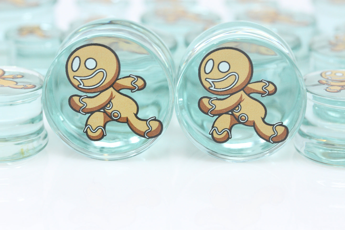 Carl the Gingerbread Man Glass Plugs (Pair) - G048
