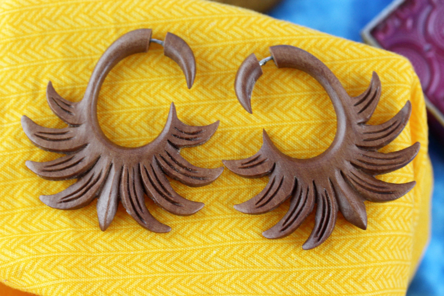 Wood Aztec Hanger Plugs- Fake Gauge