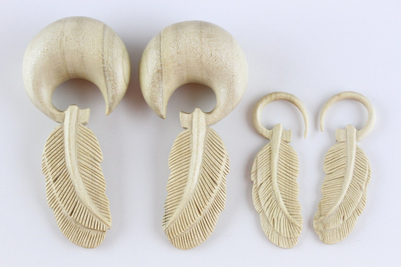 Wood Feather Hanger Plugs - Group 2
