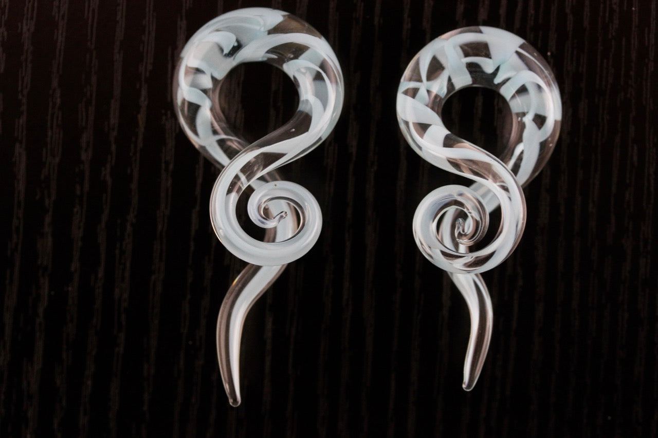 Blue Smoke Glass Twister Plugs - Pair 6