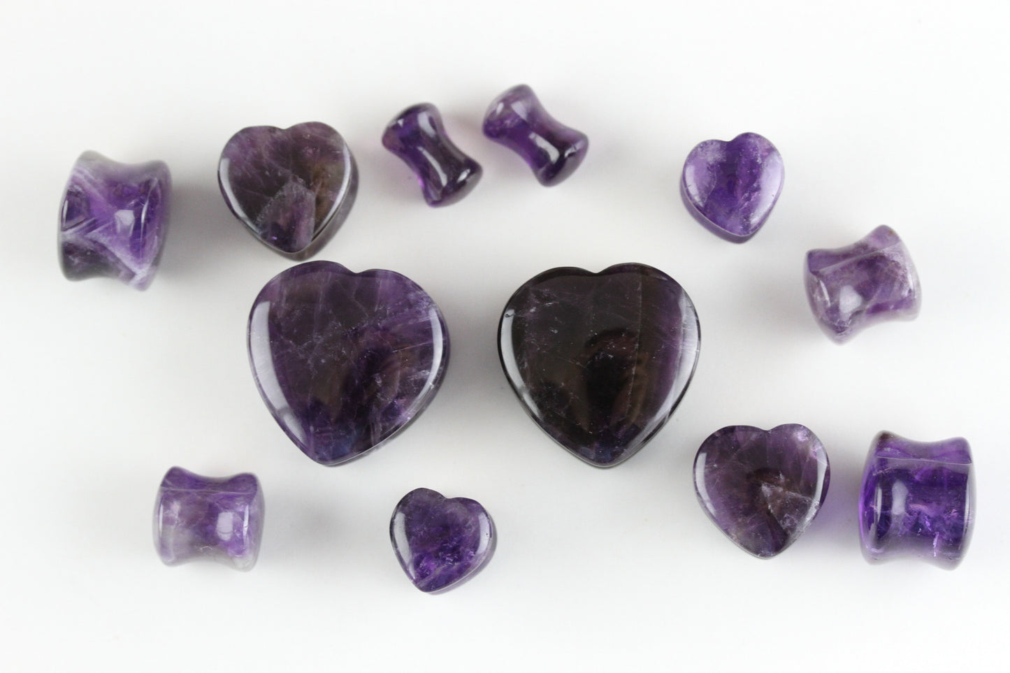 Amethyst Heart Plugs - Stone Chunky Heart Plugs (Pair) - PH135