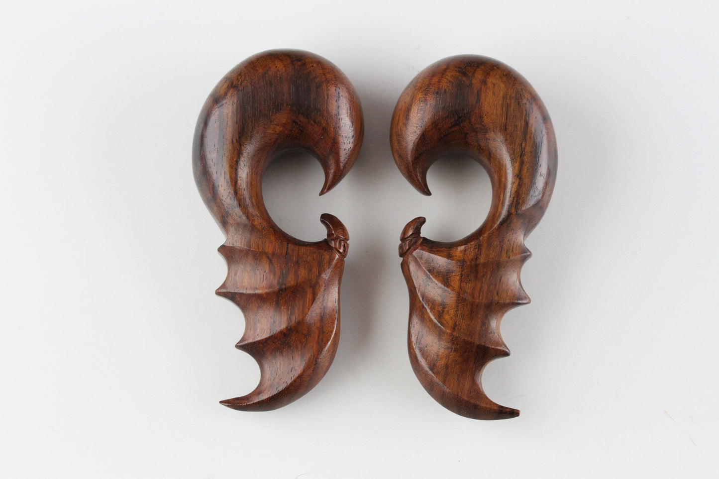 Dark Wood Bat Wing Hanger Plugs - Pair 3