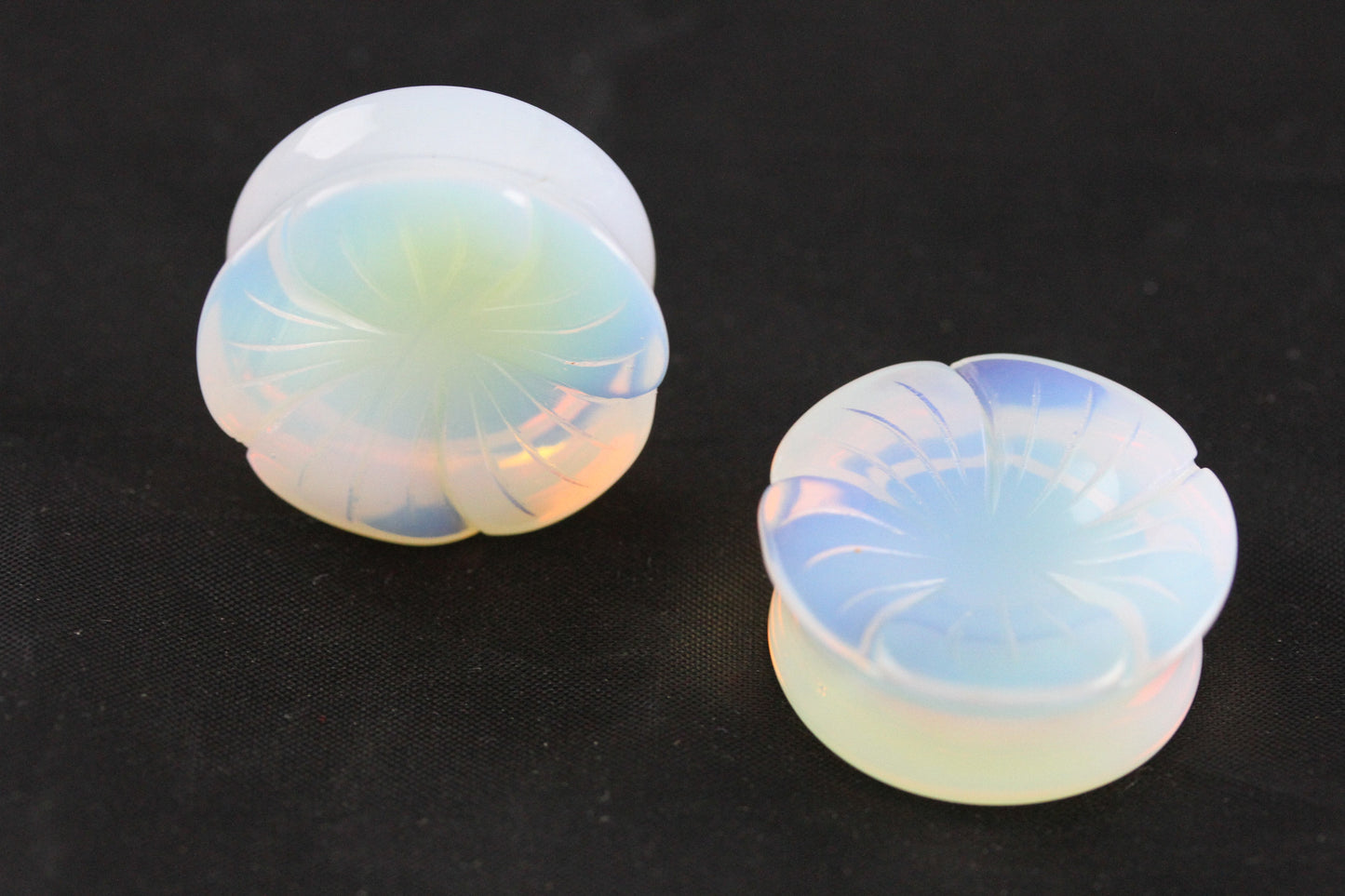 Opalite Flower Plugs - Pair