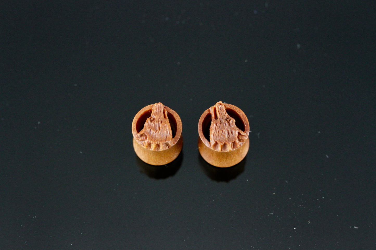Wood Dire Wolf Plugs - Pair 3