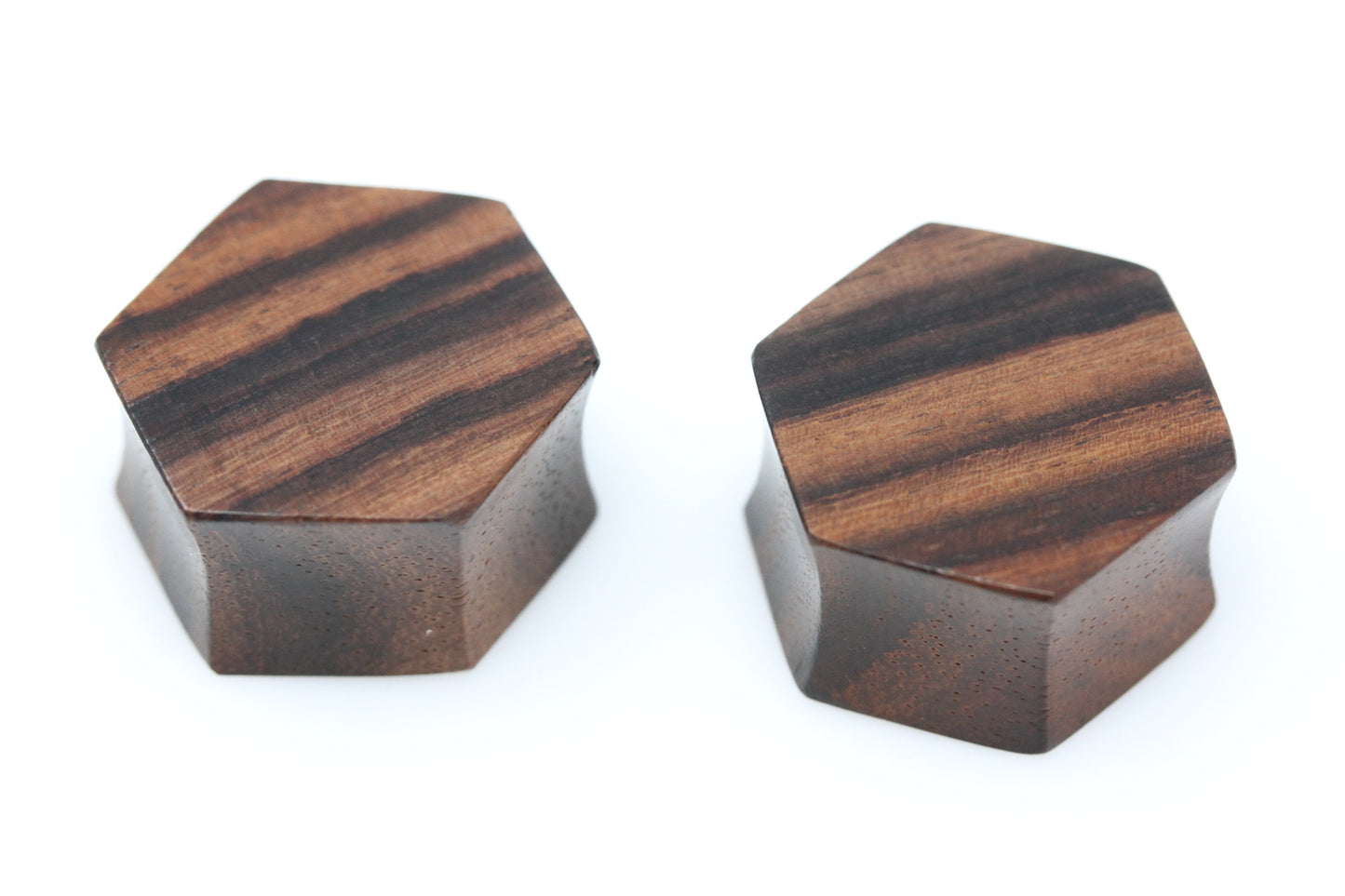 Wood Hexagon Shaped Plugs - Pair 2