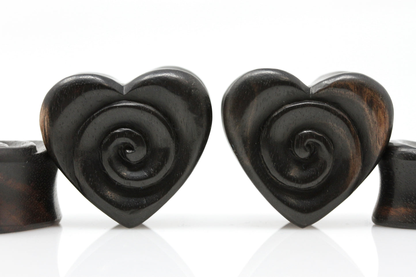 Wood Shaped Heart Plugs - Pair 2