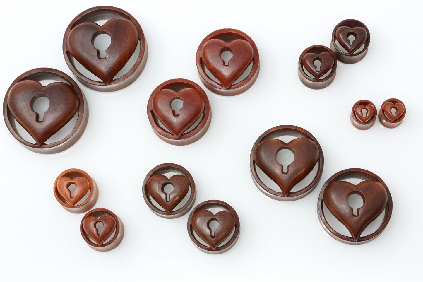 Wooden Locked Heart Plugs (Pair) - PA128