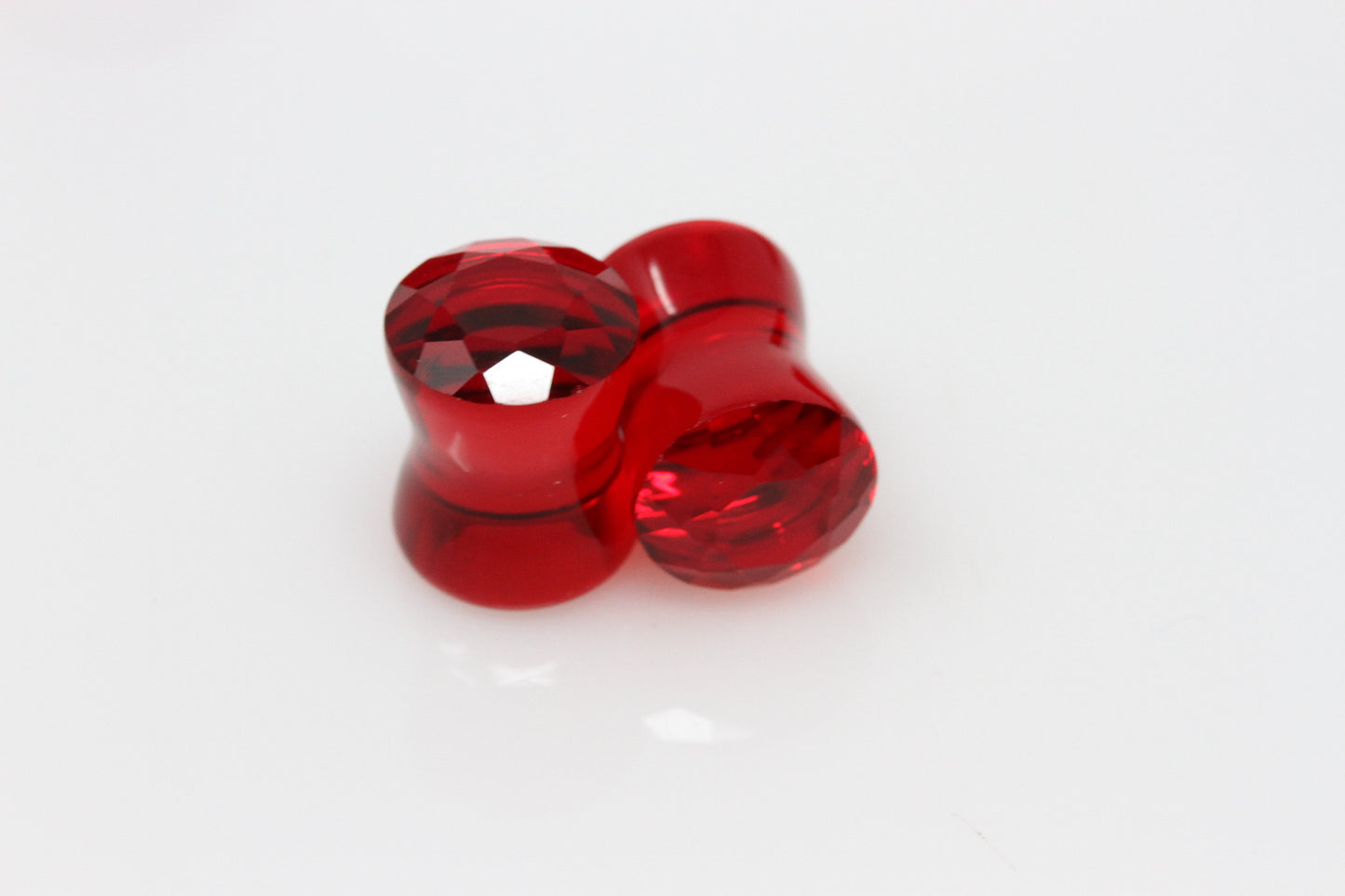 Red Faceted Gem Plugs - Pair 2