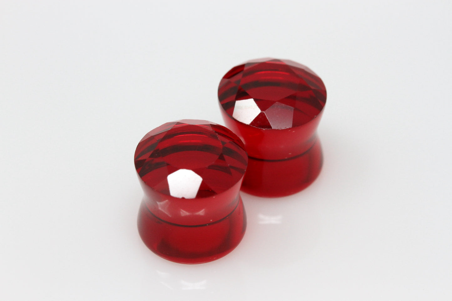 Red Faceted Gem Plugs - Pair 1