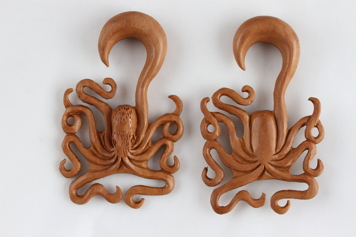 Wood Octopus hanger Plugs - Pair 3