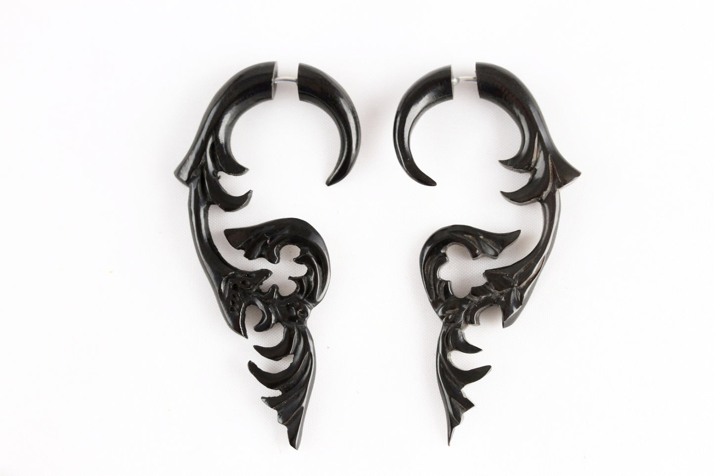 Ear Stretching Black Hanger Earrings (Pair) - B013